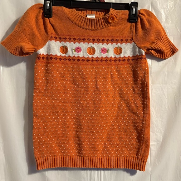 Gymboree Sweater Dress Girls Sz M 7/8 Fall Pumpkin Patch Autumn Orange Fair Isle - Picture 1 of 6